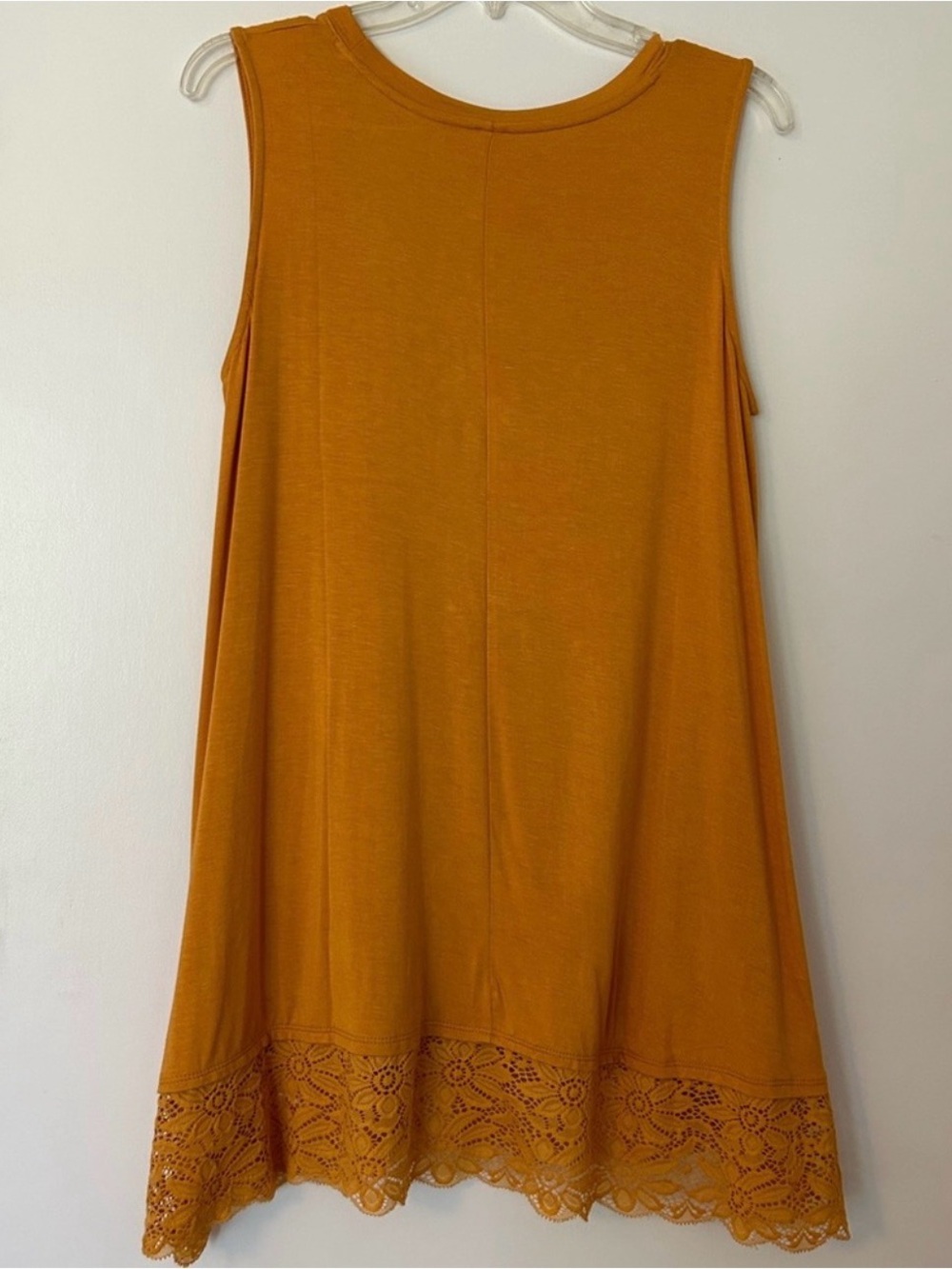 Zenana Signature Mustard Yellow Lace-Hem Tank Tunic